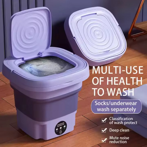 Portable Washing Machine, Onebutton Control Folding Washing Machine, 6L Household Small Deep for Panty (US Plug)