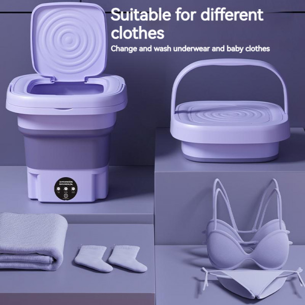 Portable Washing Machine, Onebutton Control Folding Washing Machine, 9 L Household Small Deep for Panty (US Plug)