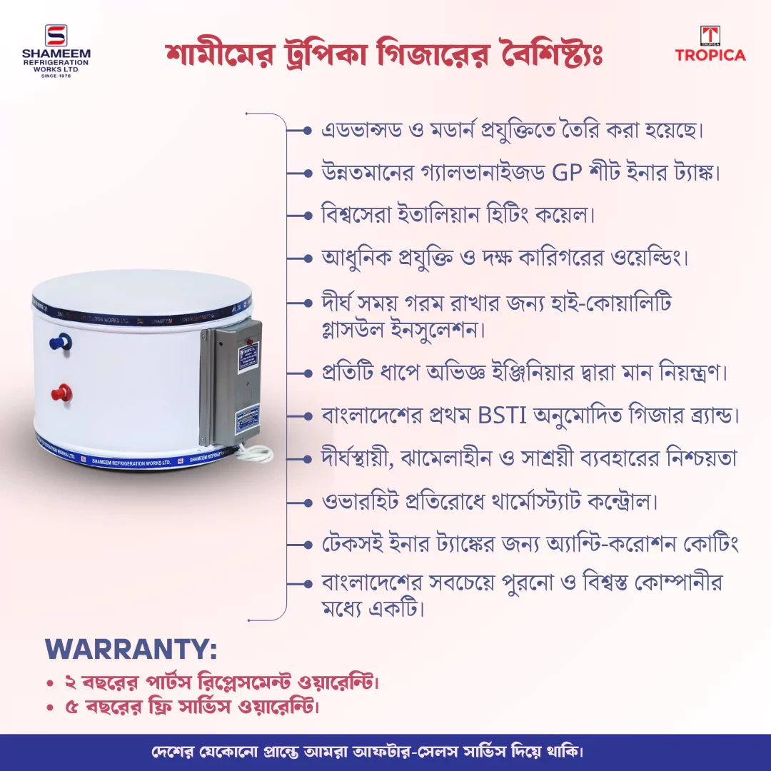 7 Gallon (30L) Shameem Tropica Geyser (Wall-Standard)