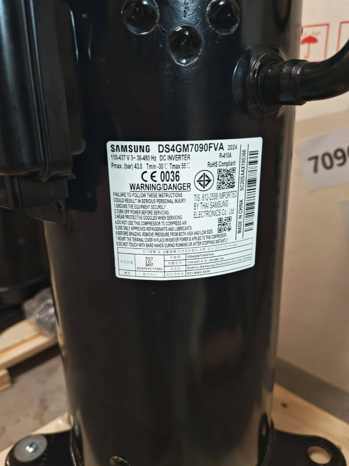 Samsung DC Inverter Scroll Compressor,Model DS4GM7090FVA