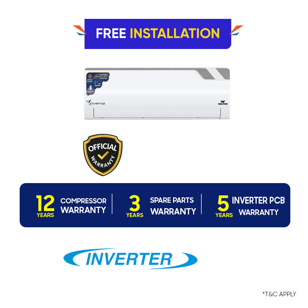 Walton 1 Ton Inverter Air Conditioner (WSI-INVERNA (SUPERSAVER)-12M [PLASMA])