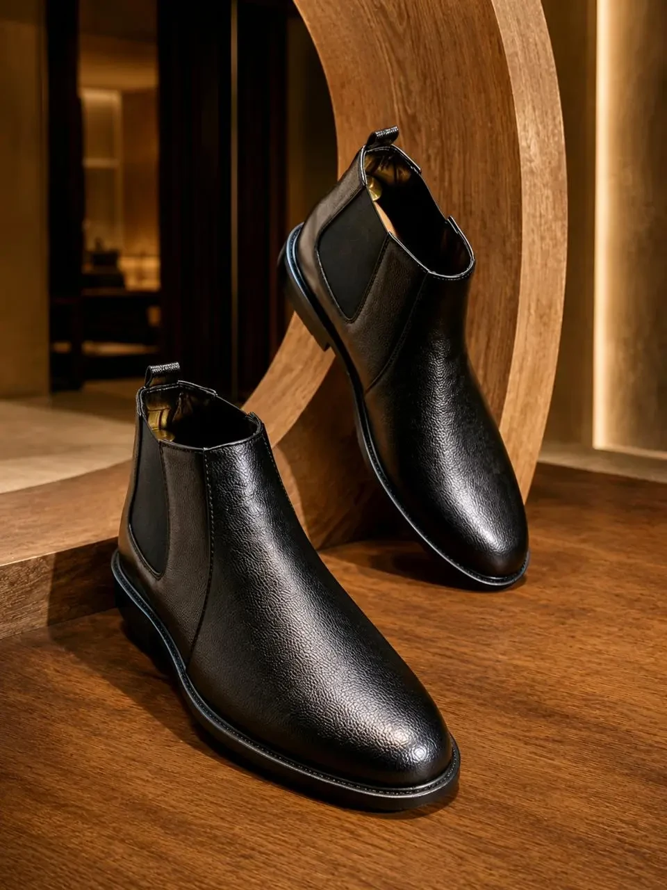 BRITISH STYLE DANA LEATHER SEMI- CHELSEA BLACK