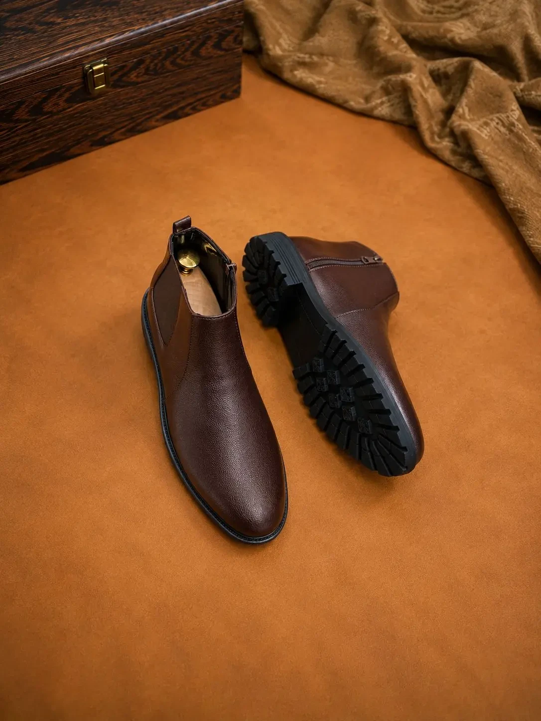 BRITISH STYLE DANA LEATHER SEMI ZIPPER- CHELSEA CHOCO