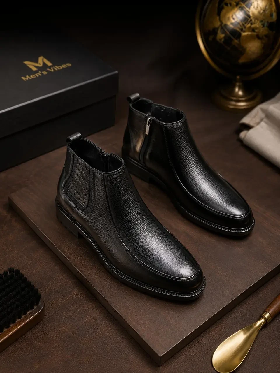 RETRO COW LEATHER CHELSEA BOOT BLACK