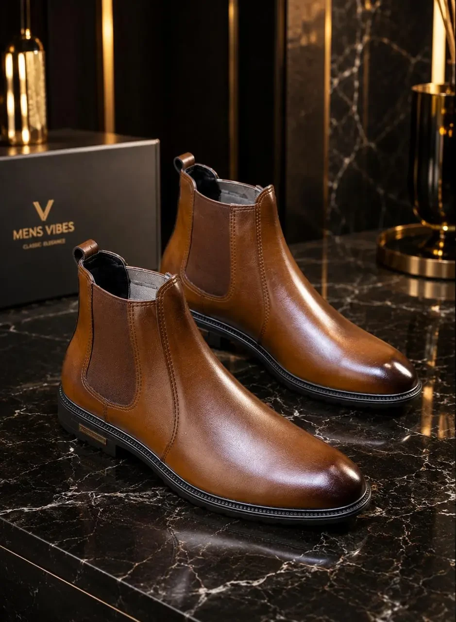 SOLID (BOTH SIDE ELASTIC) SUPER PREMIUM COW LEATHER CHELSEA BOOT MSTR