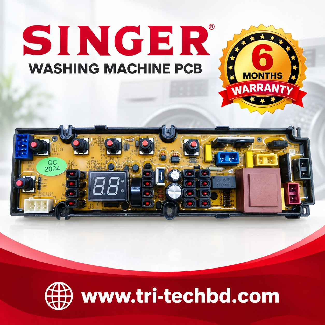 Singer washing machine printed circuit board (PCB) with a digital LED display